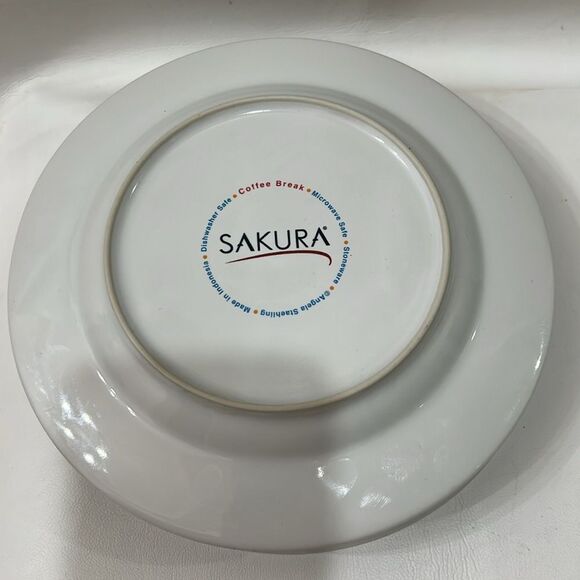 Sakura Coffee Break Plates set 4 Paris Cafe New York Caffe Expresso 8 In Round - Picture 11 of 11